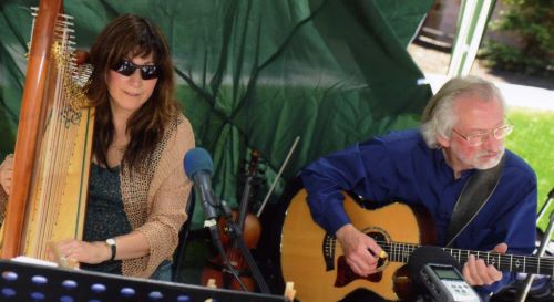 Jim with Verlene on harp